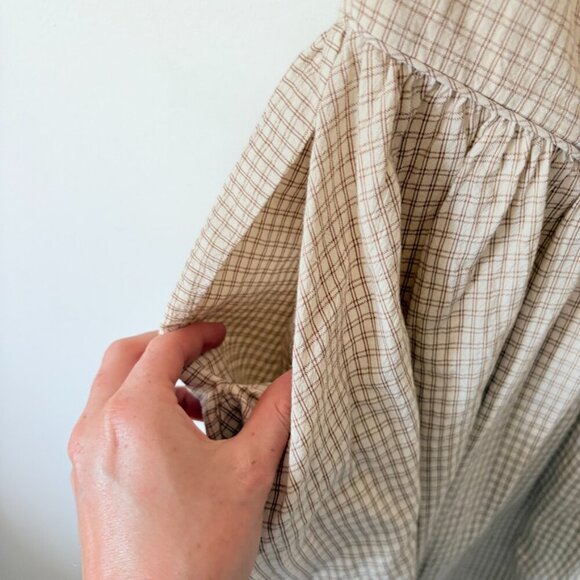 Zara Check Halter Dress NWT Beige White Size Large - Picture 10 of 13